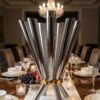 Cone Shape Sterling Silver 8 Arm Candelabra with Gold Plated Ring