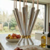 Cone Shape Sterling Silver 8 Arm Candelabra with Gold Plated Ring