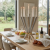 Cone Shape Sterling Silver 8 Arm Candelabra with Gold Plated Ring