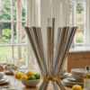 Cone Shape Sterling Silver 8 Arm Candelabra with Gold Plated Ring