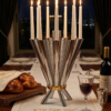 Cone Shape Sterling Silver 8 Arm Candelabra with Gold Plated Ring