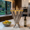 Cone Shape Sterling Silver 8 Arm Candelabra with Gold Plated Ring