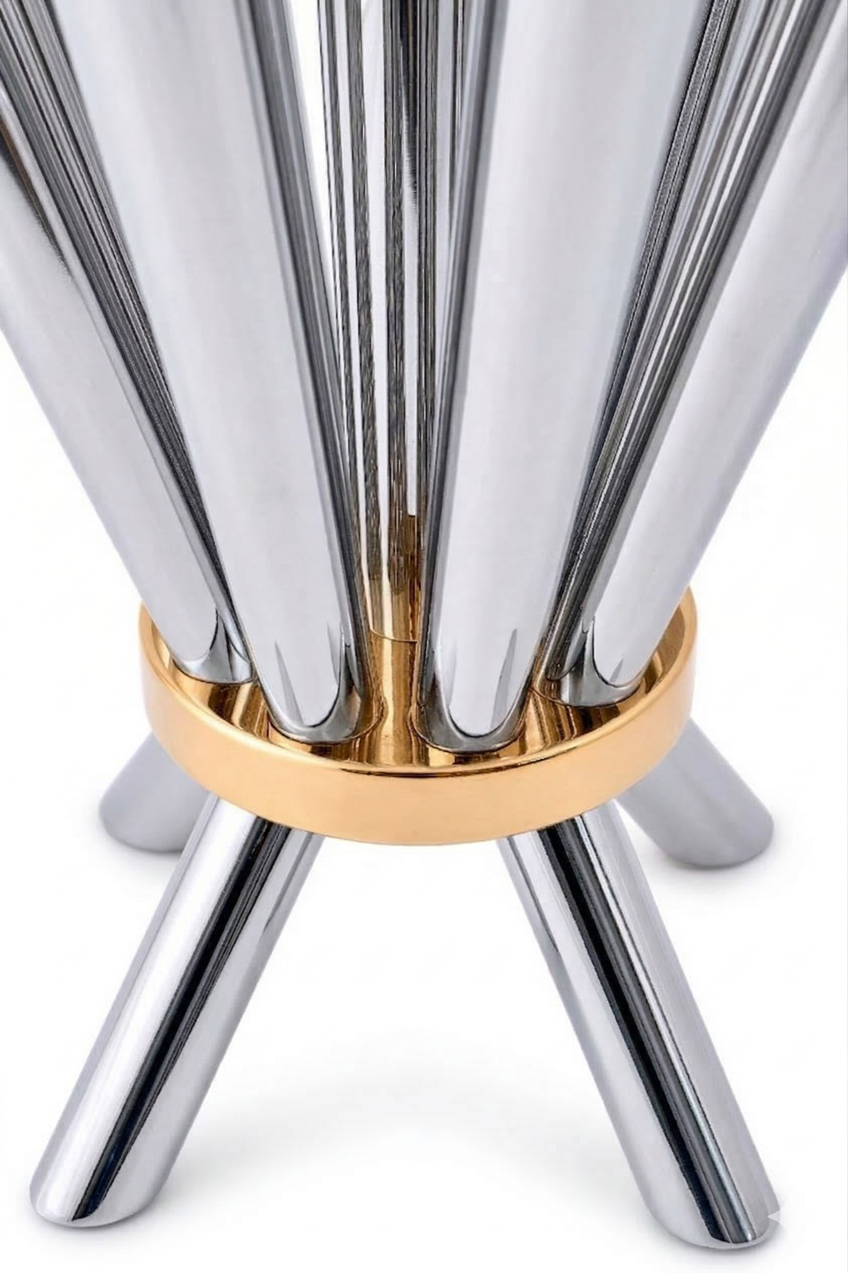 Cone Shape Sterling Silver 8 Arm Candelabra with Gold Plated Ring