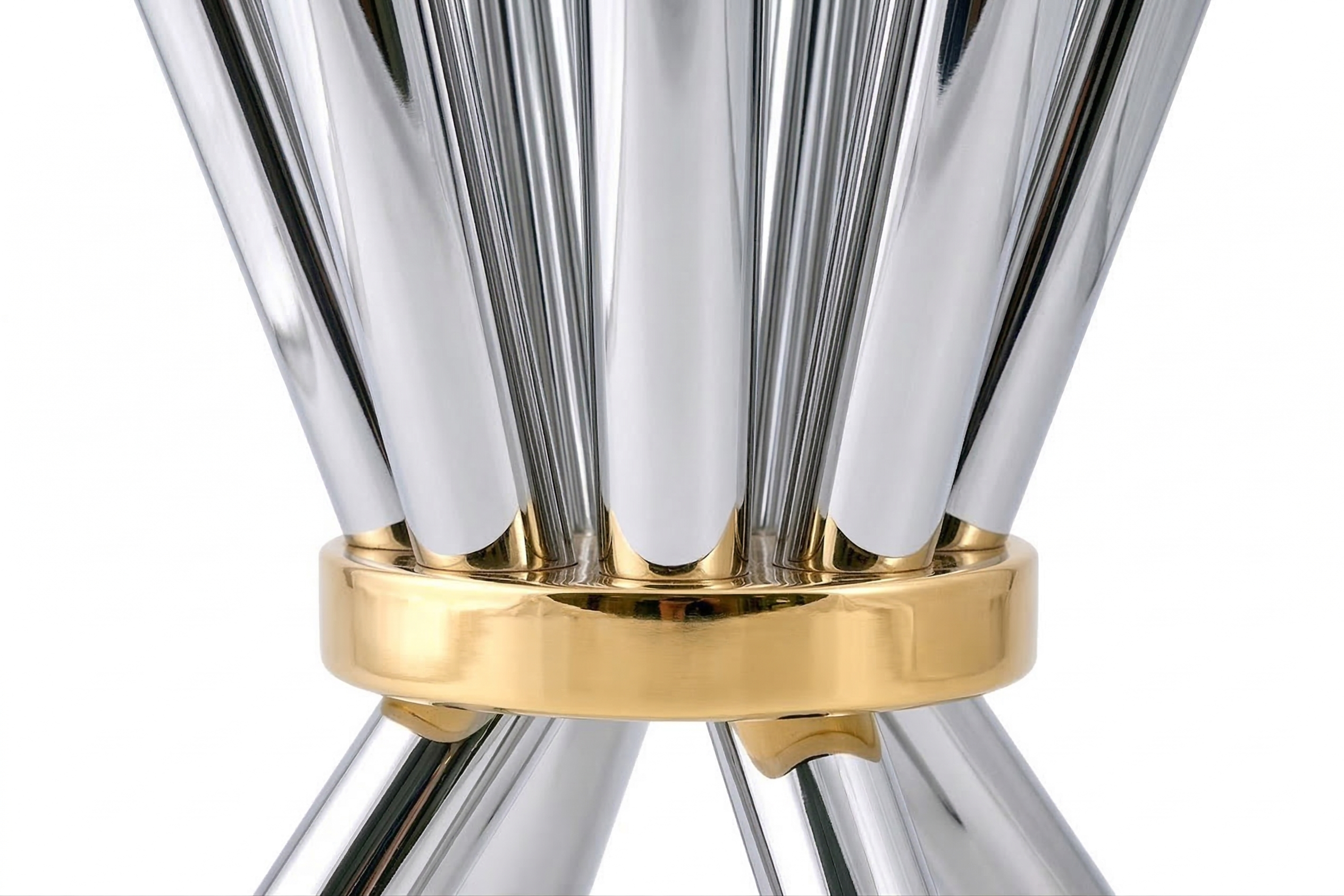 Cone Shape Sterling Silver 8 Arm Candelabra with Gold Plated Ring