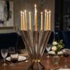 Cone Shape Sterling Silver 8 Arm Candelabra with Gold Plated Ring