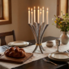 Modern Opening Flower Bouquet Aluminum and Brass Candelabra