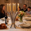 Modern Opening Flower Bouquet Aluminum and Brass Candelabra
