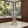 Modern Opening Flower Bouquet Aluminum and Brass Candelabra