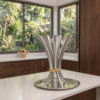 Modern Opening Flower Bouquet Aluminum and Brass Candelabra