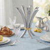 Modern Opening Flower Bouquet Aluminum and Brass Candelabra