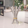 Modern Opening Flower Bouquet Aluminum and Brass Candelabra