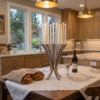Modern Opening Flower Bouquet Aluminum and Brass Candelabra