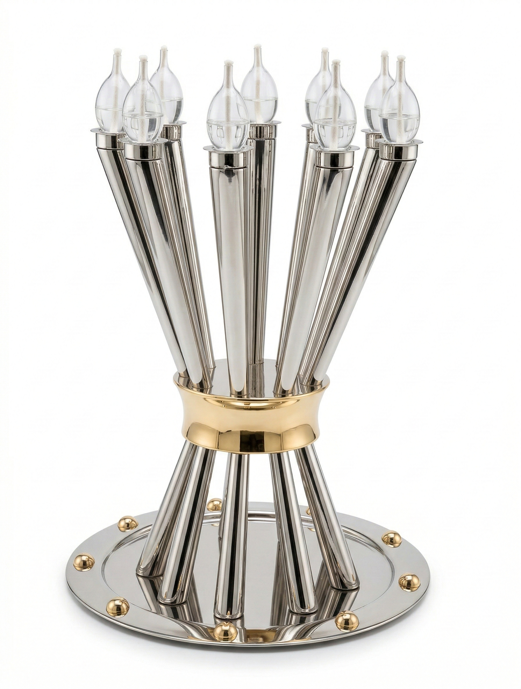 Special Contemporary Tall Sterling Silver Candelabra with 10 Arms