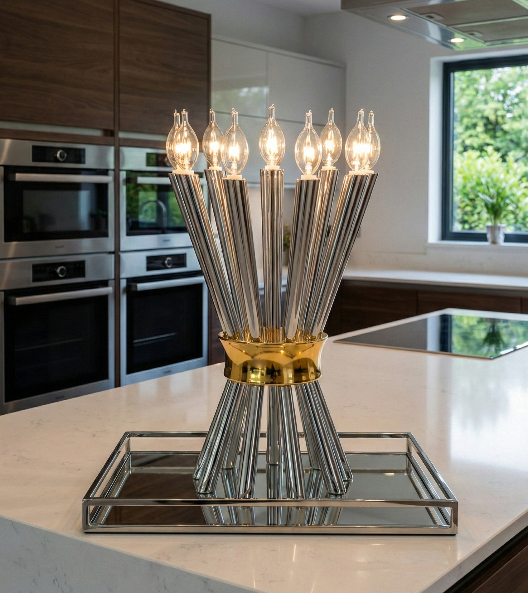 Special Contemporary Tall Sterling Silver Candelabra with 10 Arms