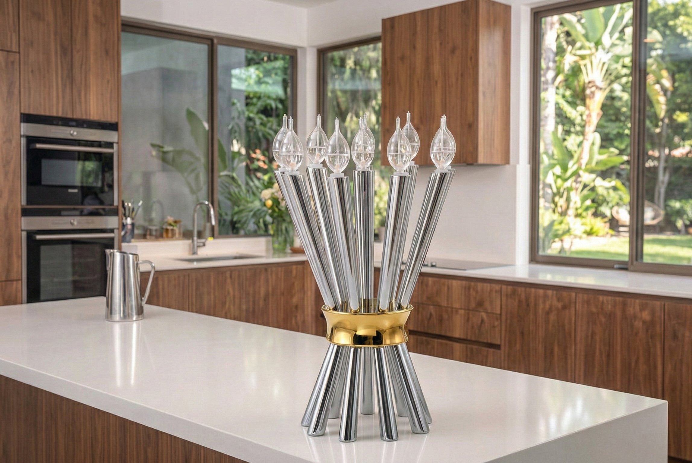 Special Contemporary Tall Sterling Silver Candelabra with 10 Arms