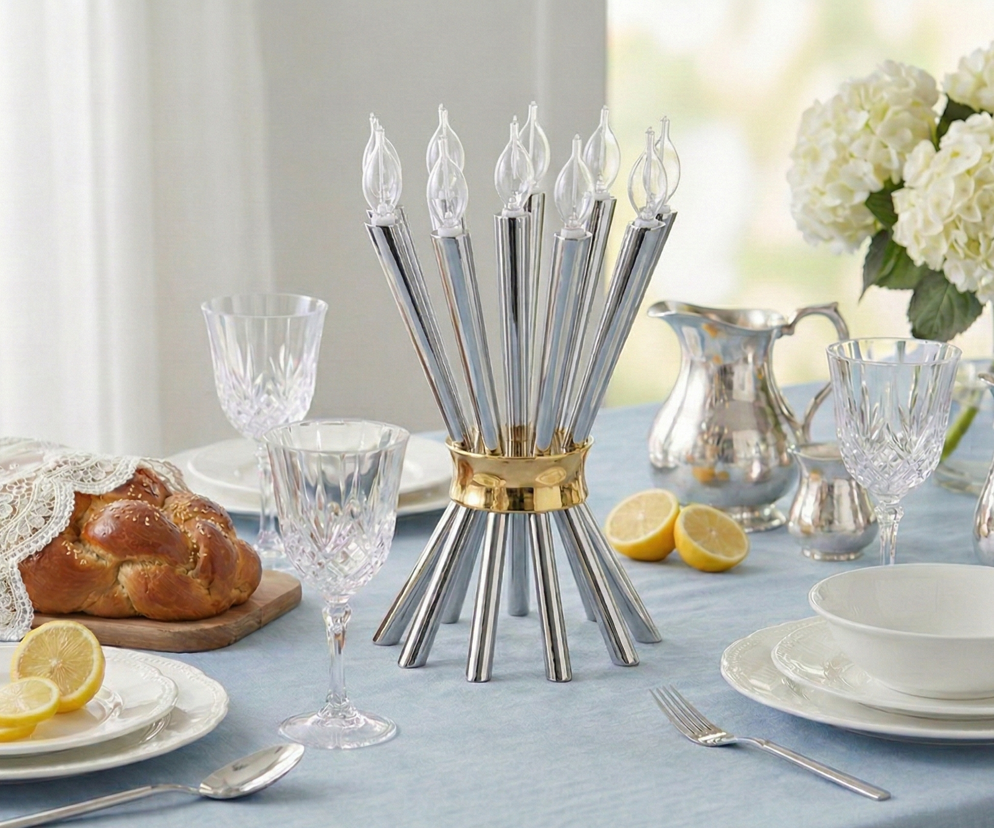 Special Contemporary Tall Sterling Silver Candelabra with 10 Arms
