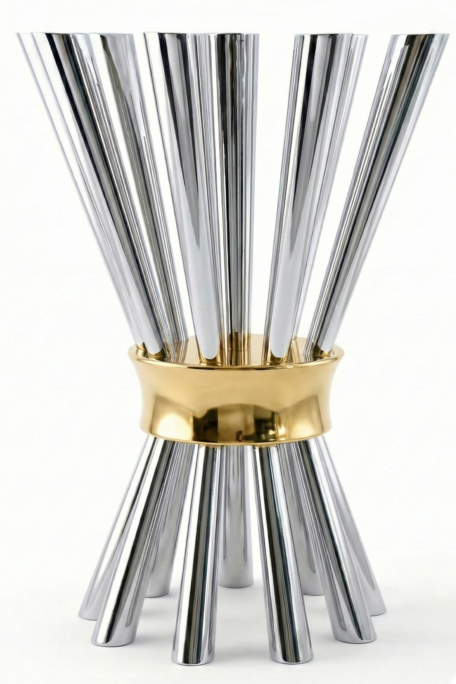Special Contemporary Tall Sterling Silver Candelabra with 10 Arms