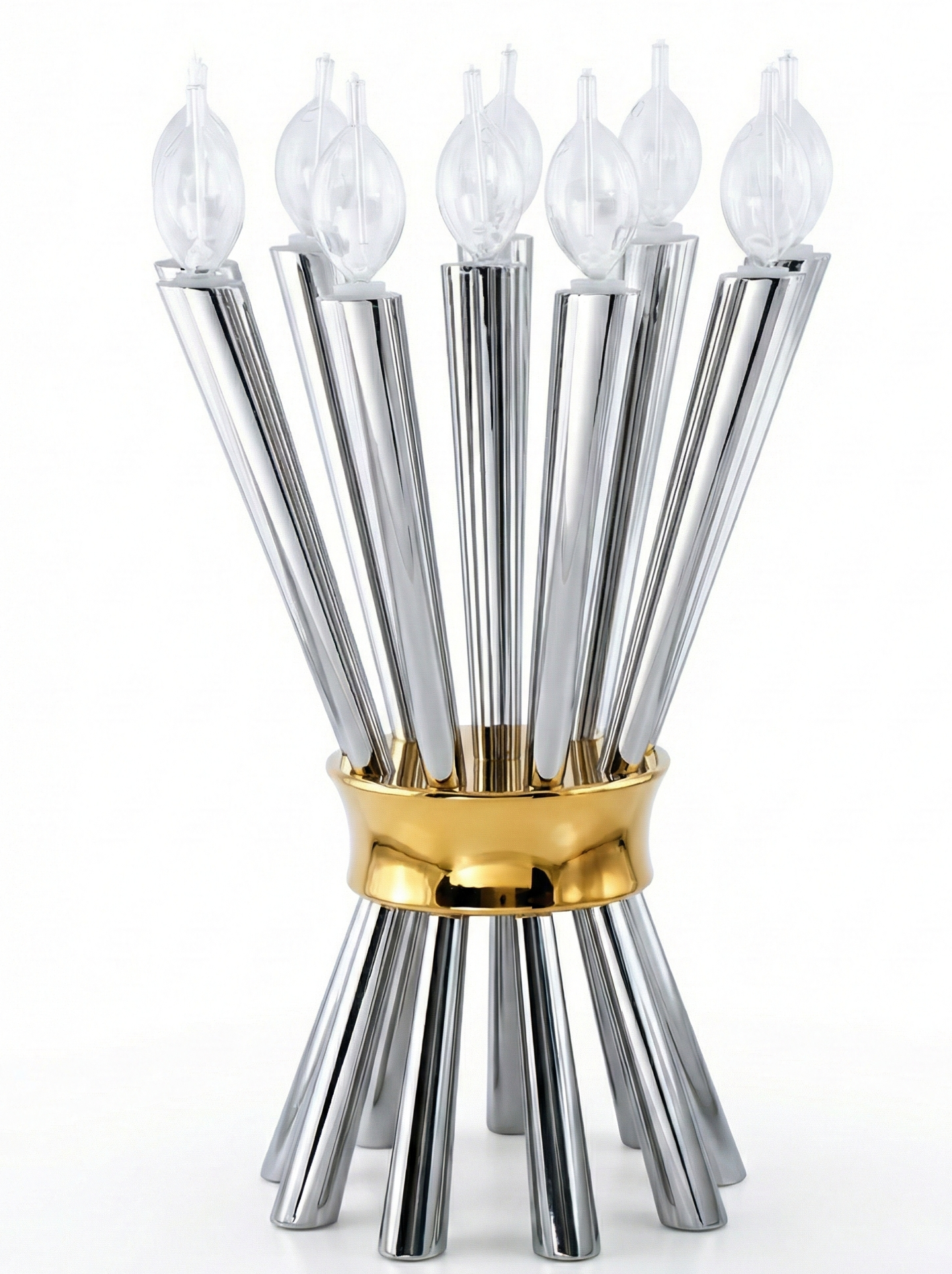 Special Contemporary Tall Sterling Silver Candelabra with 10 Arms