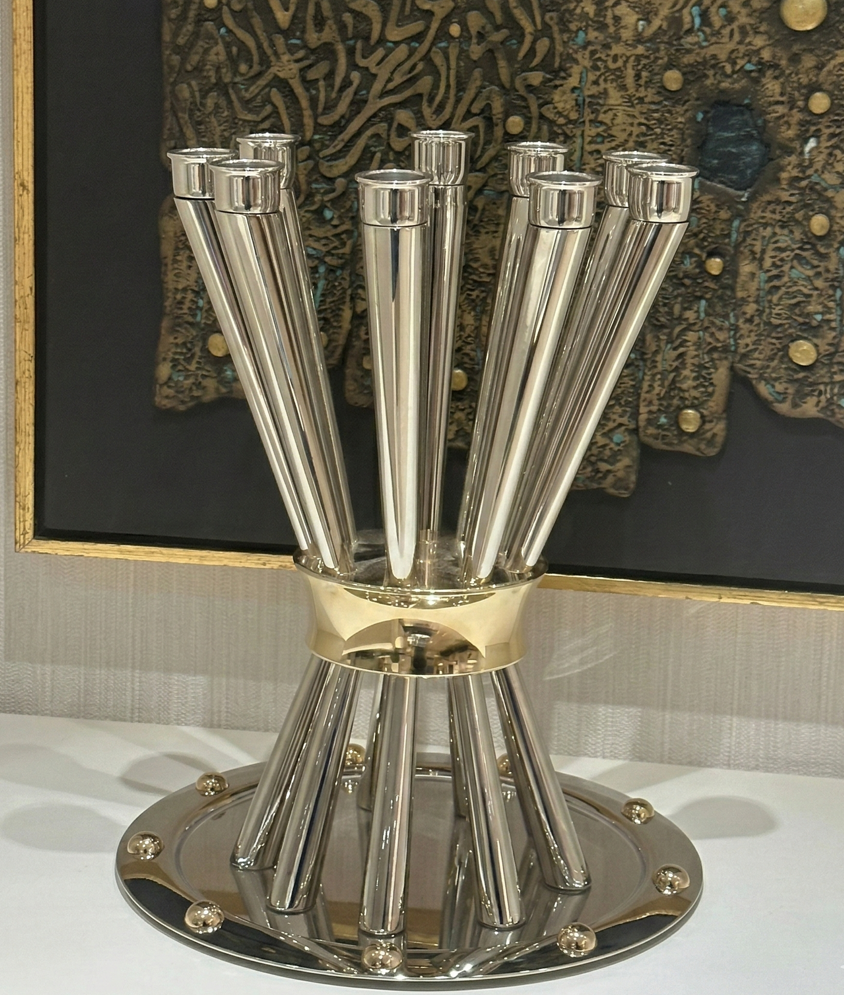 Special Contemporary Tall Sterling Silver Candelabra with 10 Arms