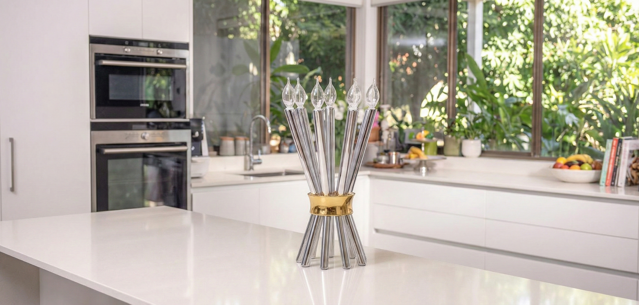 Special Contemporary Tall Sterling Silver Candelabra with 10 Arms