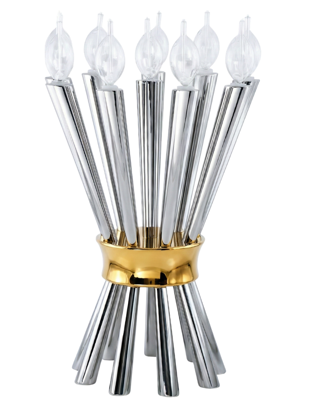 Special Contemporary Tall Sterling Silver Candelabra with 10 Arms
