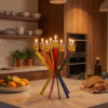 Prestigious Tall Gold Candelabra with Seven Side Arc-Shaped Arms