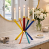 Prestigious Tall Gold Candelabra with Seven Side Arc-Shaped Arms