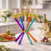 Prestigious Tall Gold Candelabra with Seven Side Arc-Shaped Arms