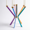 Prestigious Tall Gold Candelabra with Seven Side Arc-Shaped Arms