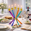 Prestigious Tall Gold Candelabra with Seven Side Arc-Shaped Arms