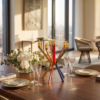 Prestigious Tall Gold Candelabra with Seven Side Arc-Shaped Arms