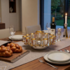 Modern Silver Ten Cups Kiddush Set with Tray and Blessing Reflection
