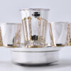 Modern Silver Ten Cups Kiddush Set with Tray and Blessing Reflection