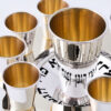 Modern Silver Ten Cups Kiddush Set with Tray and Blessing Reflection