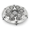 Large Yemenite Crown Filigree Silver Seder Plate on Ornate Feet
