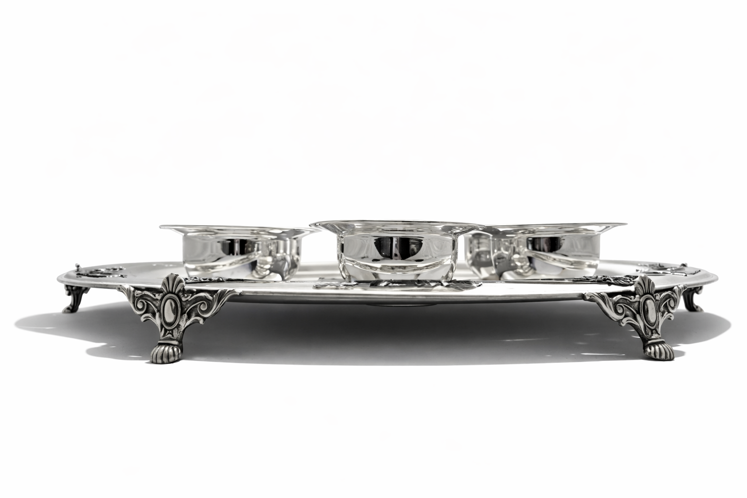 Large Yemenite Crown Filigree Silver Seder Plate on Ornate Feet