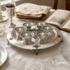 Large Yemenite Crown Filigree Silver Seder Plate on Ornate Feet