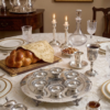 Large Yemenite Crown Filigree Silver Seder Plate on Ornate Feet