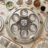 Large Yemenite Crown Filigree Silver Seder Plate on Ornate Feet