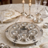 Large Yemenite Crown Filigree Silver Seder Plate on Ornate Feet