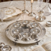 Large Yemenite Crown Filigree Silver Seder Plate on Ornate Feet