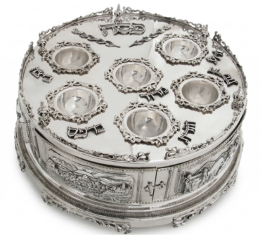 3 Tier Matzah Chamber Pure Silver Seder Plate with Exodus Story