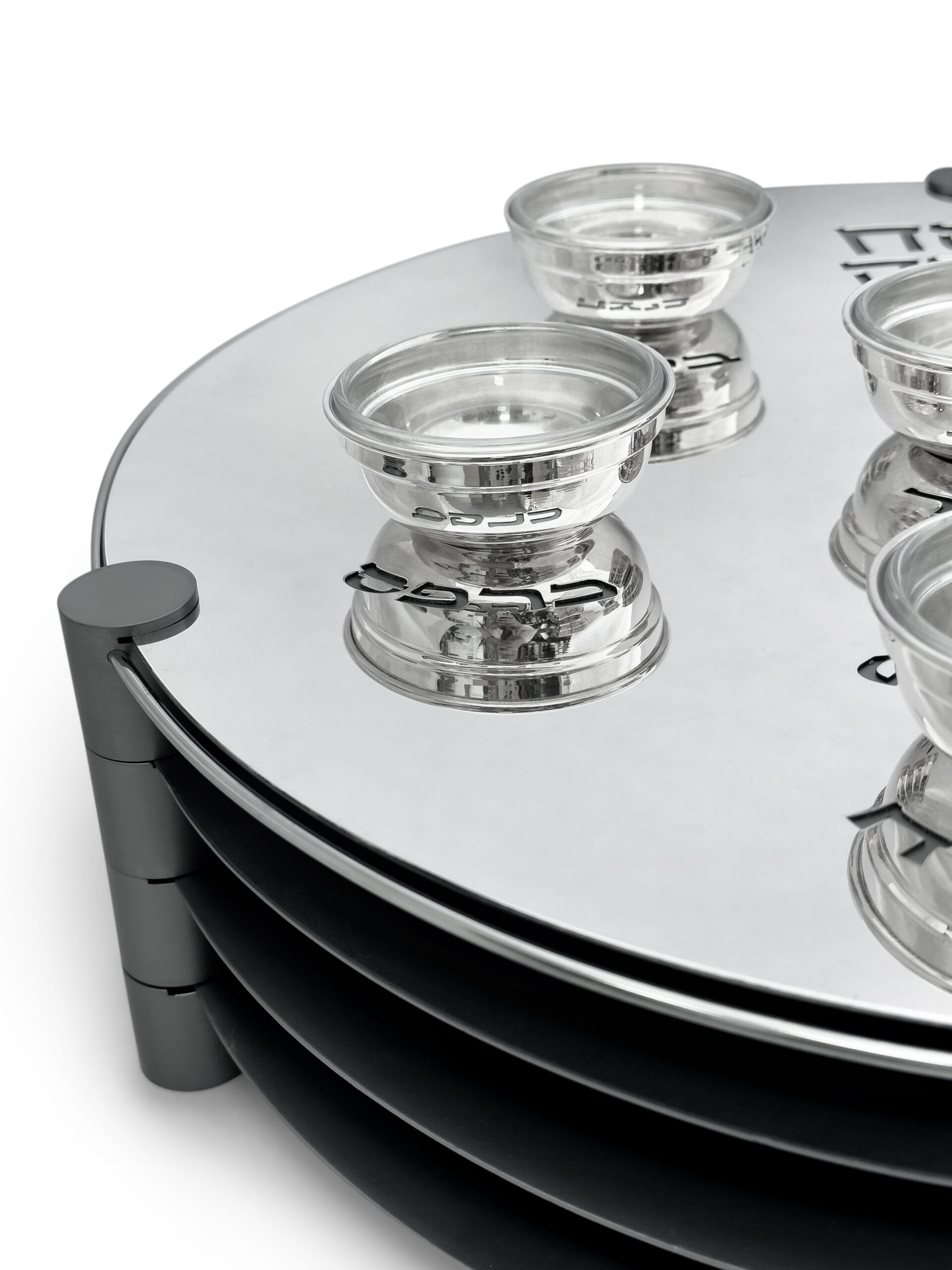 Extra Large Modern Silver Passover Seder Plate with Open Body