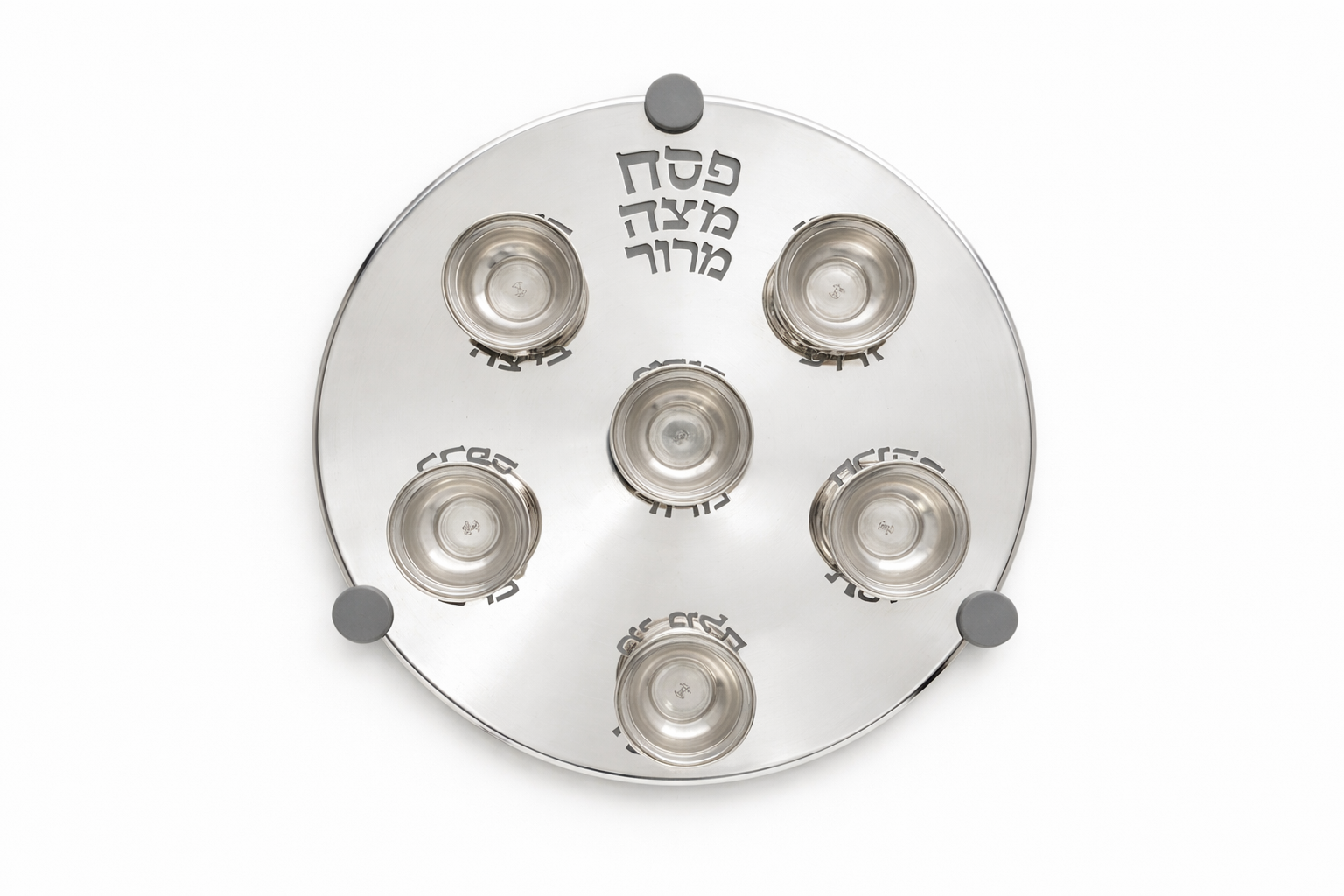 Extra Large Modern Silver Passover Seder Plate with Open Body