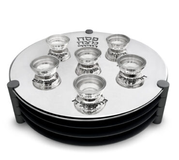 Huge Sterling Silver and Aluminum 3-Tier Seder Plate with Cotton Curtain