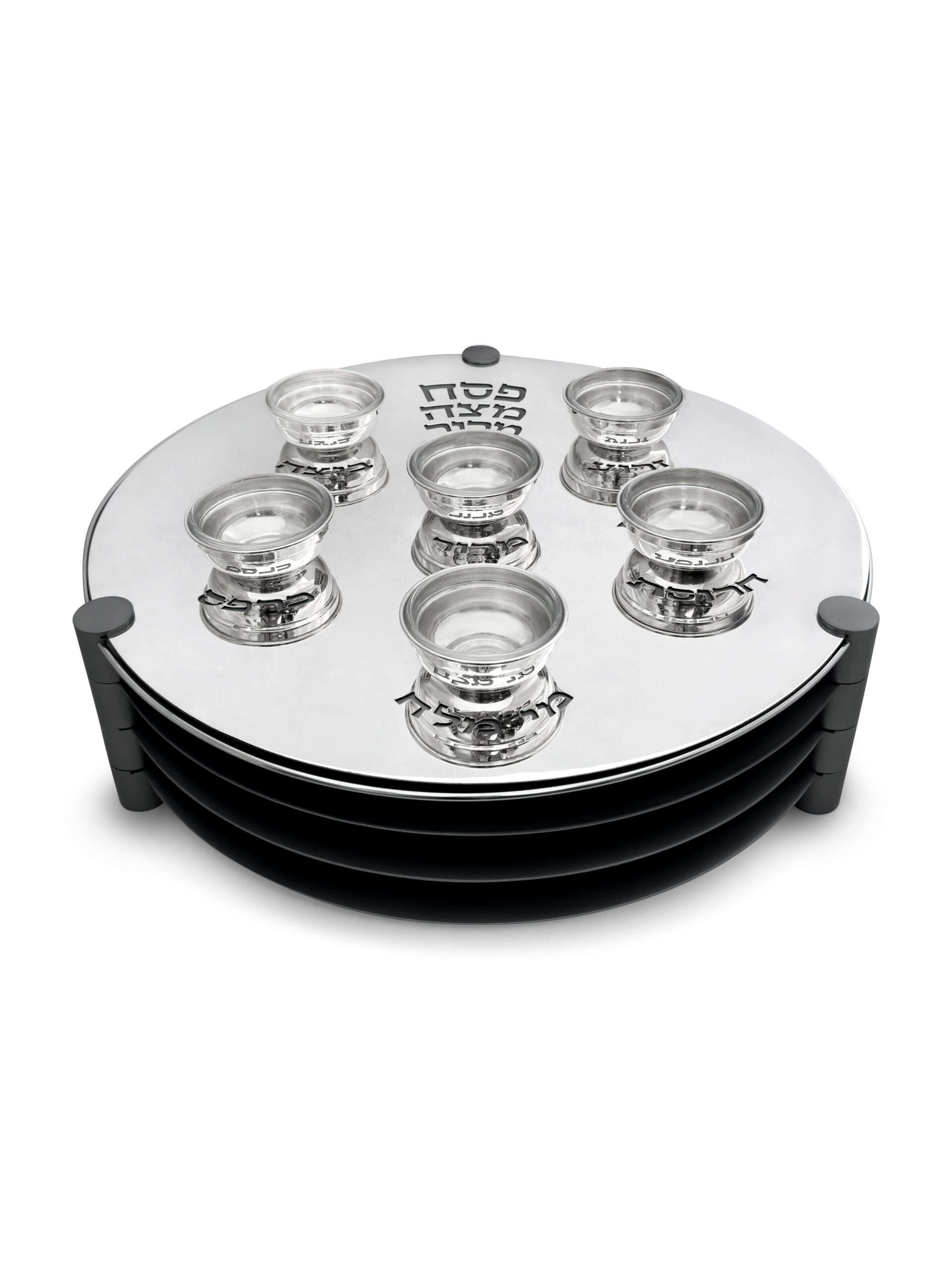 Extra Large Modern Silver Passover Seder Plate with Open Body