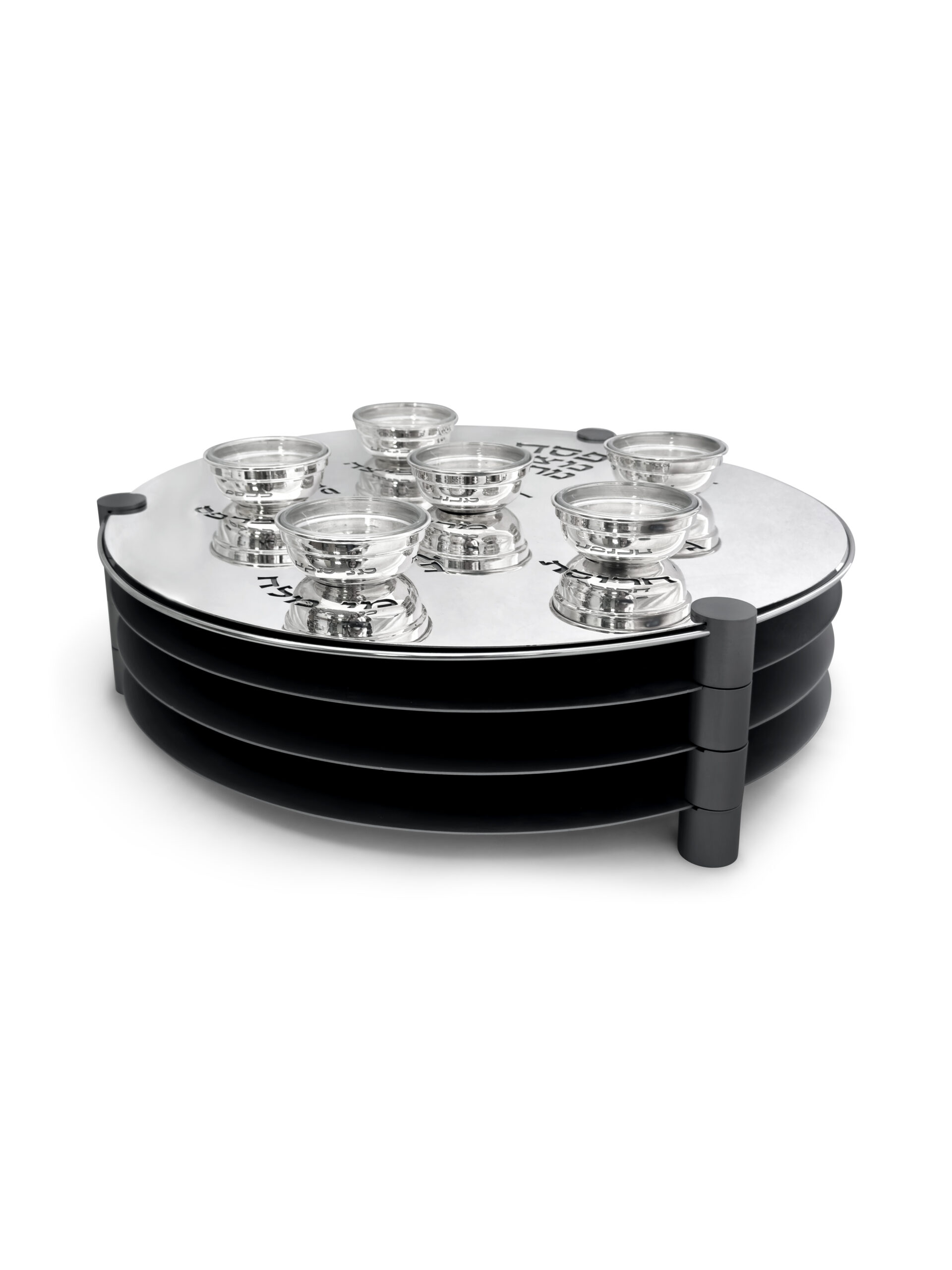 Extra Large Modern Silver Passover Seder Plate with Open Body