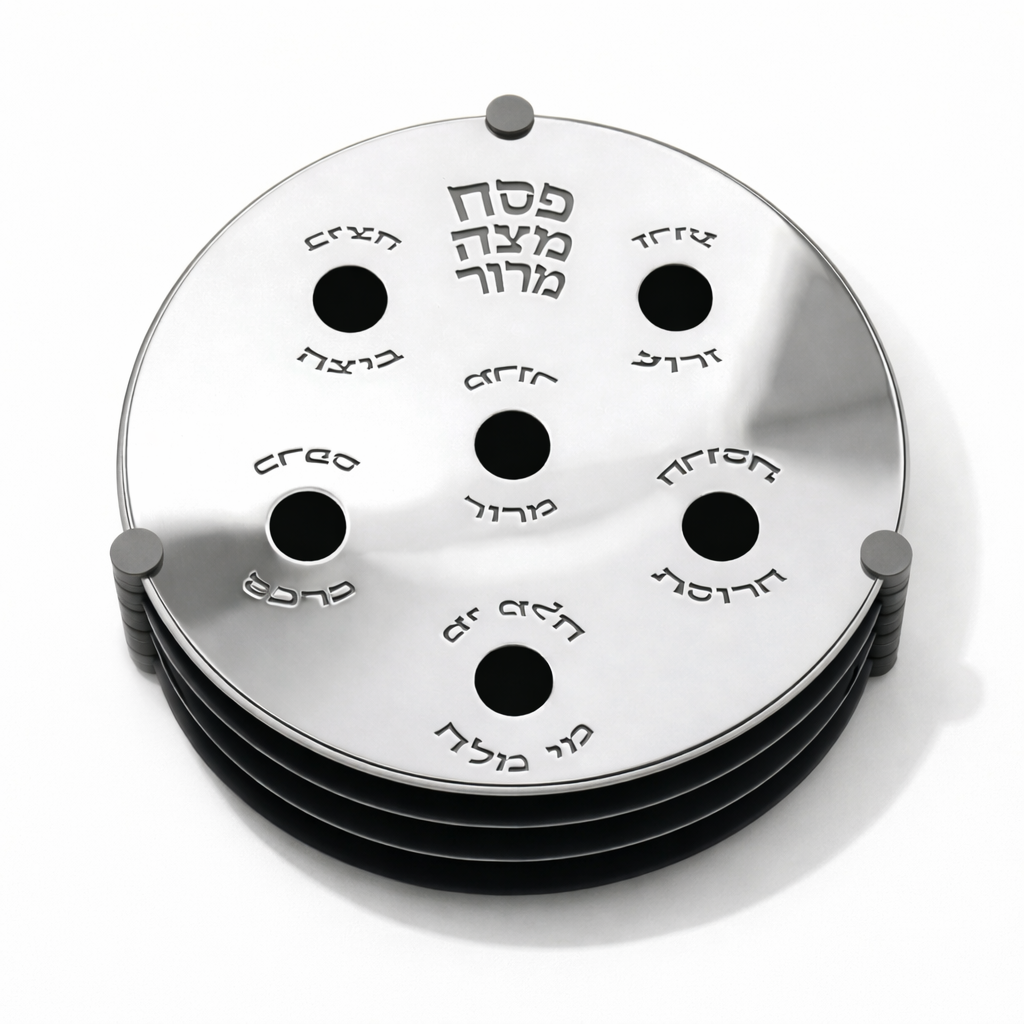 Extra Large Modern Silver Passover Seder Plate with Open Body