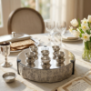 Huge Sterling Silver and Aluminum 3-Tier Seder Plate with Cotton Curtain
