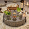 Huge Sterling Silver and Aluminum 3-Tier Seder Plate with Cotton Curtain